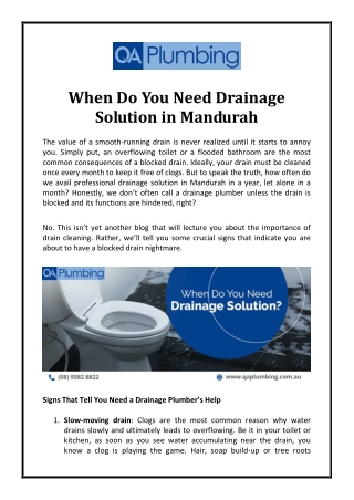 When Do You Need Drainage Solution in Mandurah?