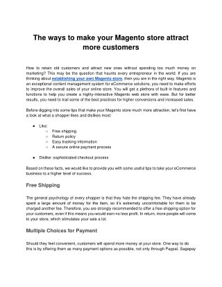 The ways to make your Magento store attract more customers