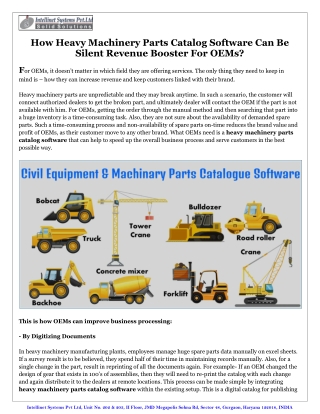 How Heavy Machinery Parts Catalog Software Can Be Silent Revenue Booster For OEMs
