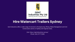 Hire Watercart Trailers in Sydney Australia