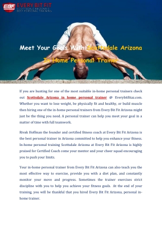Meet Your Goals With Scottsdale Arizona In Home Personal Trainer - Everybitfitaz.com