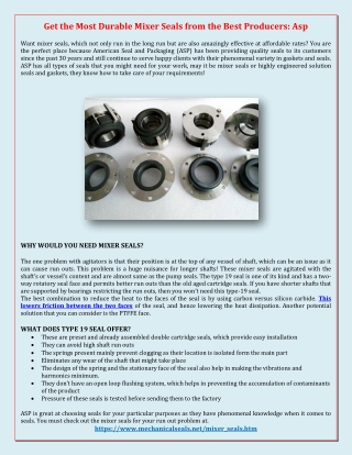 Get the Most Durable Mixer Seals from the Best Producers: Asp