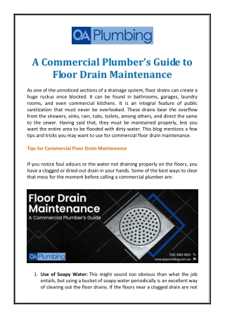 A Commercial Plumber’s Guide to Floor Drain Maintenance