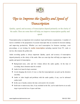 Tips to Improve the Quality and Speed of Transcription