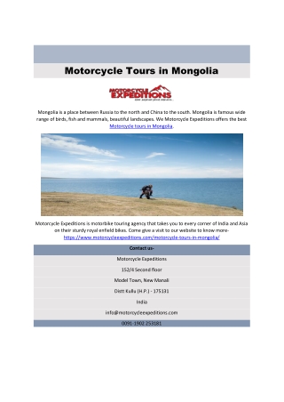 Motorcycle Tours in Mongolia