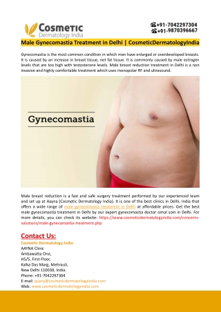 Male Gynecomastia Treatment in Delhi-CosmeticDermatologyIndia