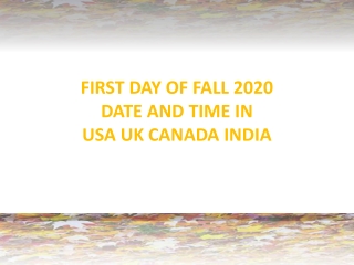 First Day of Fall 2020 USA Official
