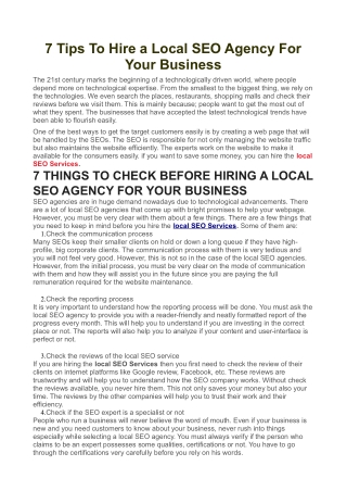 7 Tips To Hire a Local SEO Agency For Your Business