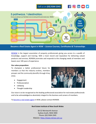 Become a Real Estate Agent in NSW – Licence Courses, Certificates & Traineeships