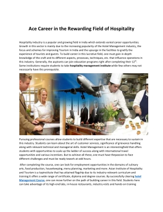 Ace Career in the Rewarding Field of Hospitality