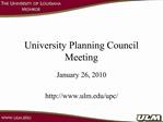 University Planning Council Meeting