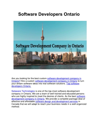 Software Developers Ontario
