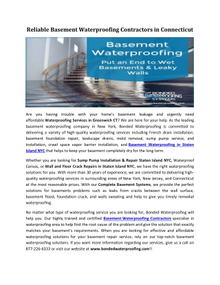 Basement Waterproofing Contractors