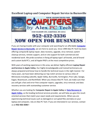 Computer Repair Service in Burnsville