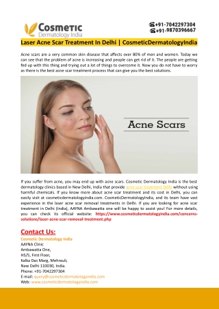 Acne Scar Treatment Delhi-Cosmetic Dermatology India