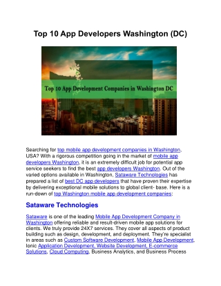 Top 10 App Developers Washington (DC)