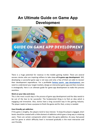 An Ultimate Guide on Game App Development