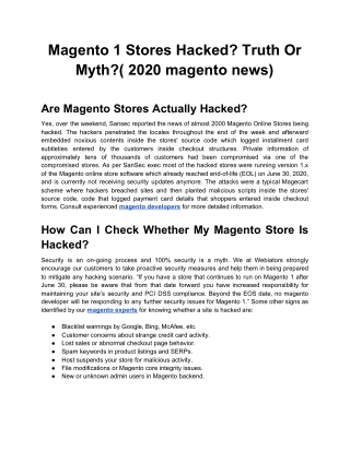 Magento 1 Stores Hacked? Truth Or Myth?( 2020 magento news)