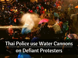 Thai police use water cannons on defiant protesters