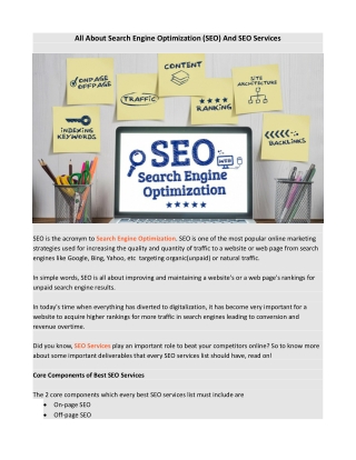 All About Search Engine Optimization (SEO) And SEO Services