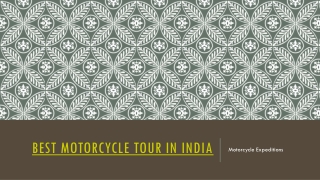Best Motorcycle Tours in India
