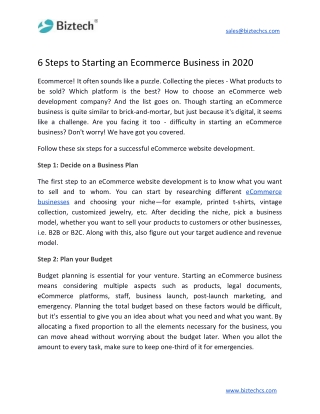 6 Steps to Starting an Ecommerce Business in 2020