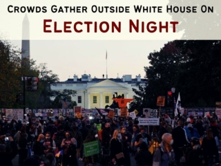 Crowds gather outside White House on election night