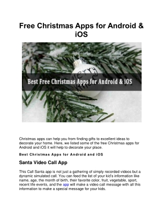 Free Christmas Apps for Android & iOS