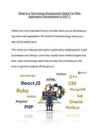 What is a Technology Development Stack for Web Application Development in 2021?