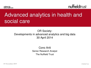 Advanced analytics in health and social care