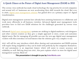 A Quick Glance at the Future of Digital Asset Management (DAM) in 2021