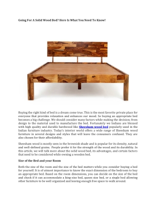Going For A Solid Wood Bed? Here Is What You Need To Know!