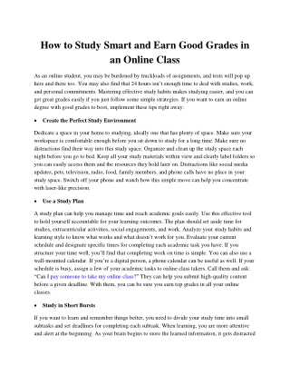 How to Study Smart and Earn Good Grades in an Online Class
