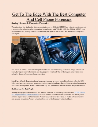 Get To The Edge With The Best Computer And Cell Phone Forensics