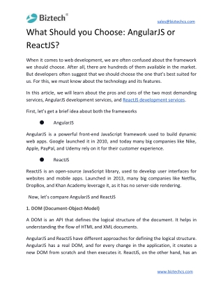 What Should you Choose: AngularJS or ReactJS?