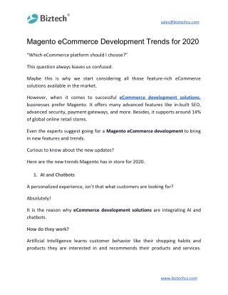 Magento eCommerce Development Trends for 2020