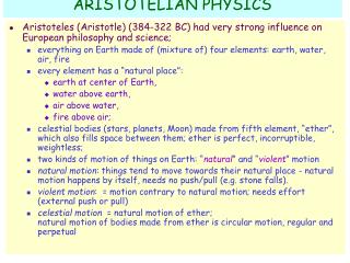 ARISTOTELIAN PHYSICS