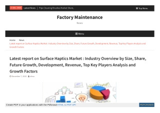 Latest report on Surface Haptics Market : Industry Overview by Size, Share, Future Growth, Development, Revenue, Top Key
