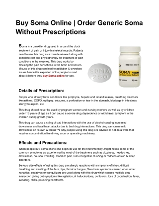 Buy Soma Online | Order Generic Soma Without Prescriptions