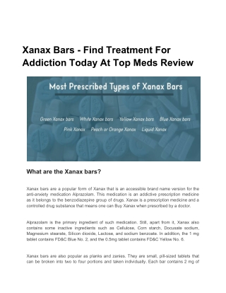 Xanax Bars - Find Treatment For Addiction Today At Top Meds Review