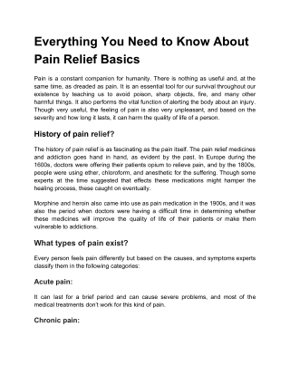 Everything You Need To Know About Pain Relief Basics