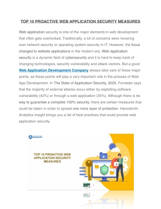 Top 10 Proactive Web Application Security Measures