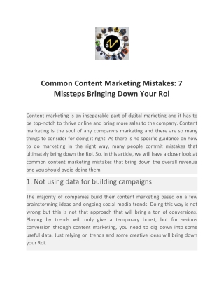 Common Content Marketing Mistakes: 7 Missteps Bringing Down Your Roi