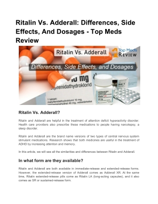 Ritalin Vs. Adderall: Differences, Side Effects, And Dosages - Top Meds Review
