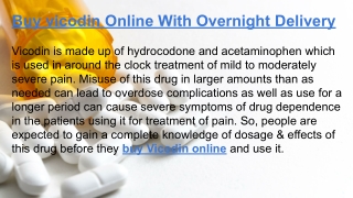 Buy Vicodin Online Without Prescription | Order Vicodin overnight