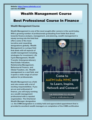 Wealth Management Course - Best Professional Course In Finance