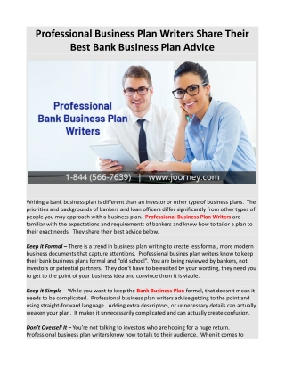 Professional Business Plan Writers Share Their Best Bank Business Plan Advice