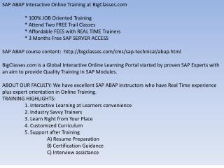SAP ABAP Interactive Online Training at Newjersey