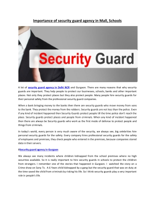 Importance of security guard agency in mall, schools