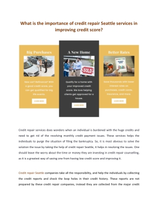 What is the importance of credit repair Seattle services in improving credit score?